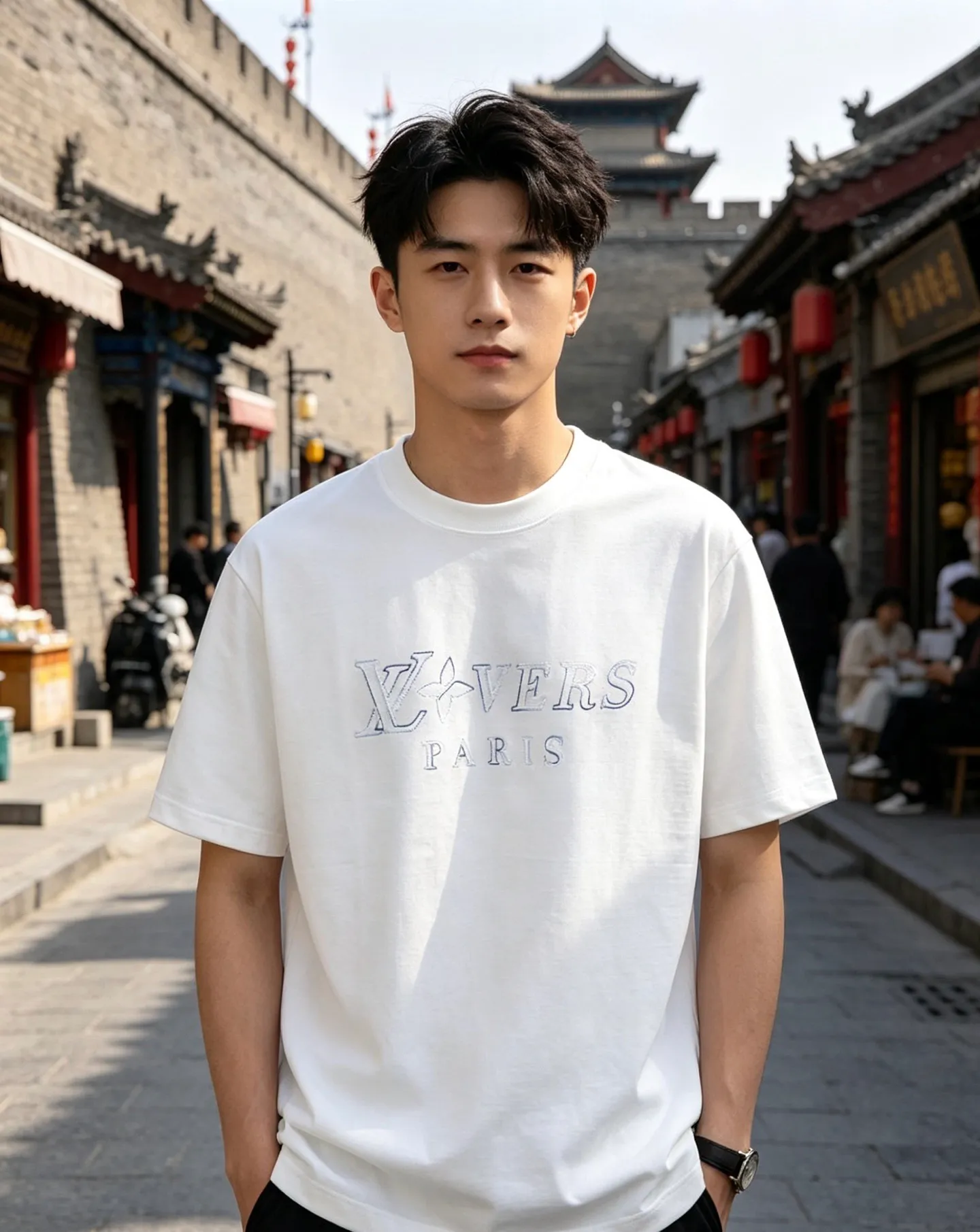 Louis Vuitton/Louis Vuitton colorful logo embroidered short sleeves